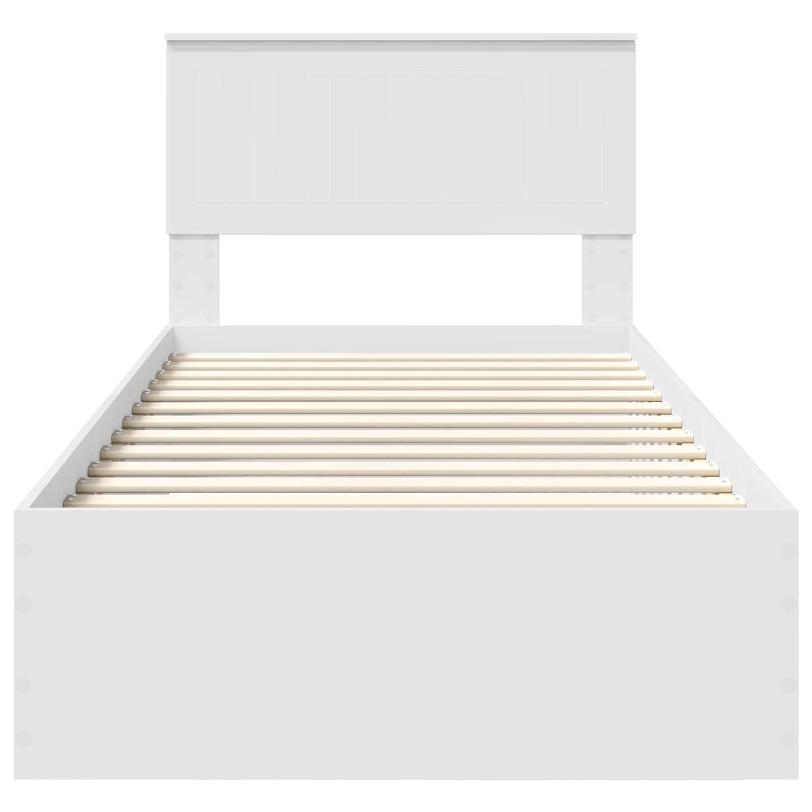 Bedframe met hoofdeinde met lade Wit 90 x 190 cm Bewerkt hout is nu te koop bij PeponiXL, paradijselijk wonen!