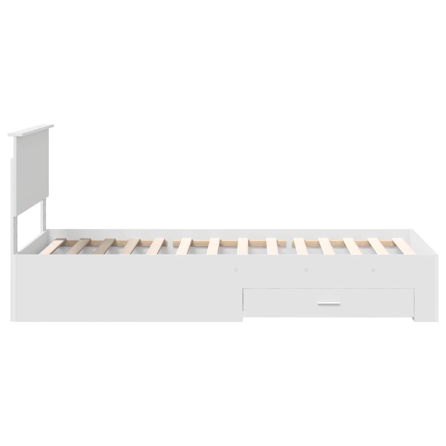 Bedframe met hoofdeinde met lade Wit 90 x 190 cm Bewerkt hout is nu te koop bij PeponiXL, paradijselijk wonen!