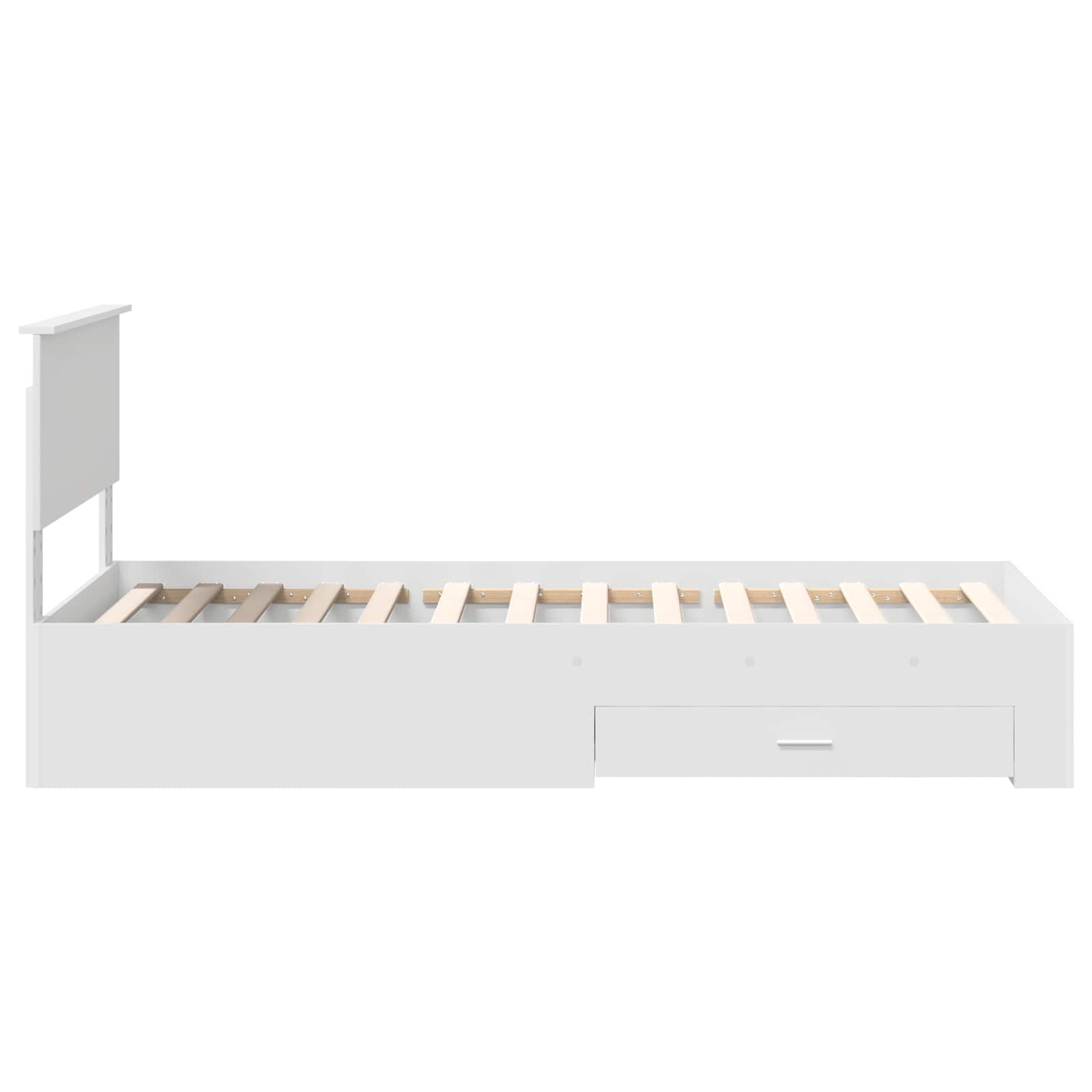 Bedframe met hoofdeinde met lade Wit 90 x 190 cm Bewerkt hout is nu te koop bij PeponiXL, paradijselijk wonen!