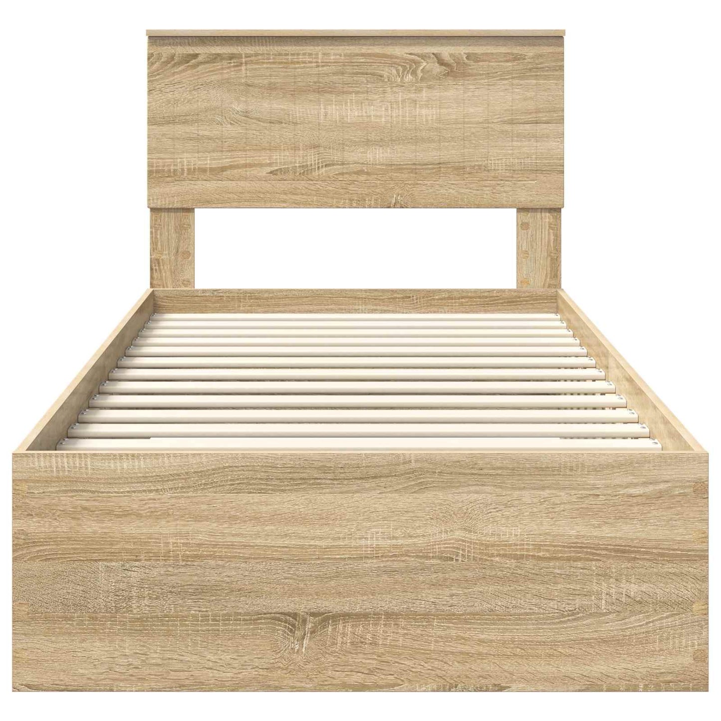 Bedframe met hoofdeinde Sonoma Eiken 90 x 190 cm Bewerkt hout is nu te koop bij PeponiXL, paradijselijk wonen!