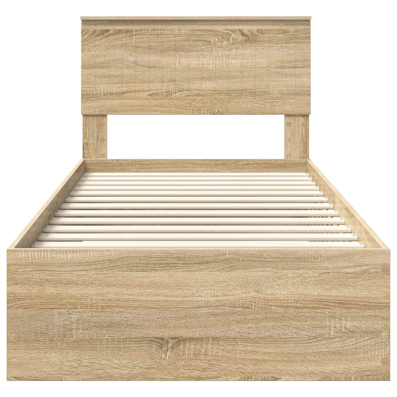 Bedframe met hoofdeinde Sonoma Eiken 90 x 190 cm Bewerkt hout is nu te koop bij PeponiXL, paradijselijk wonen!