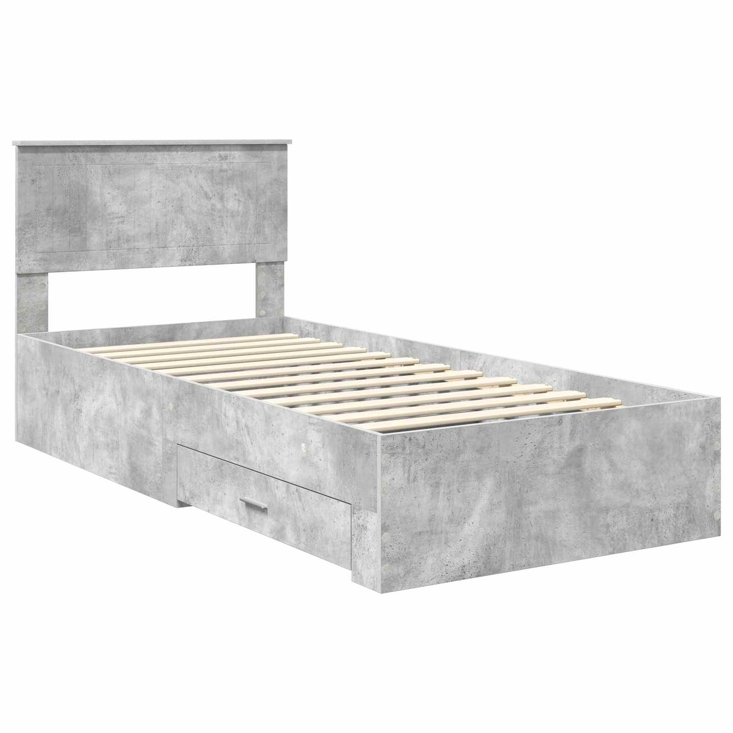 Bedframe met hoofdeinde Beton Grijs 90 x 190 cm Bewerkt hout is nu te koop bij PeponiXL, paradijselijk wonen!