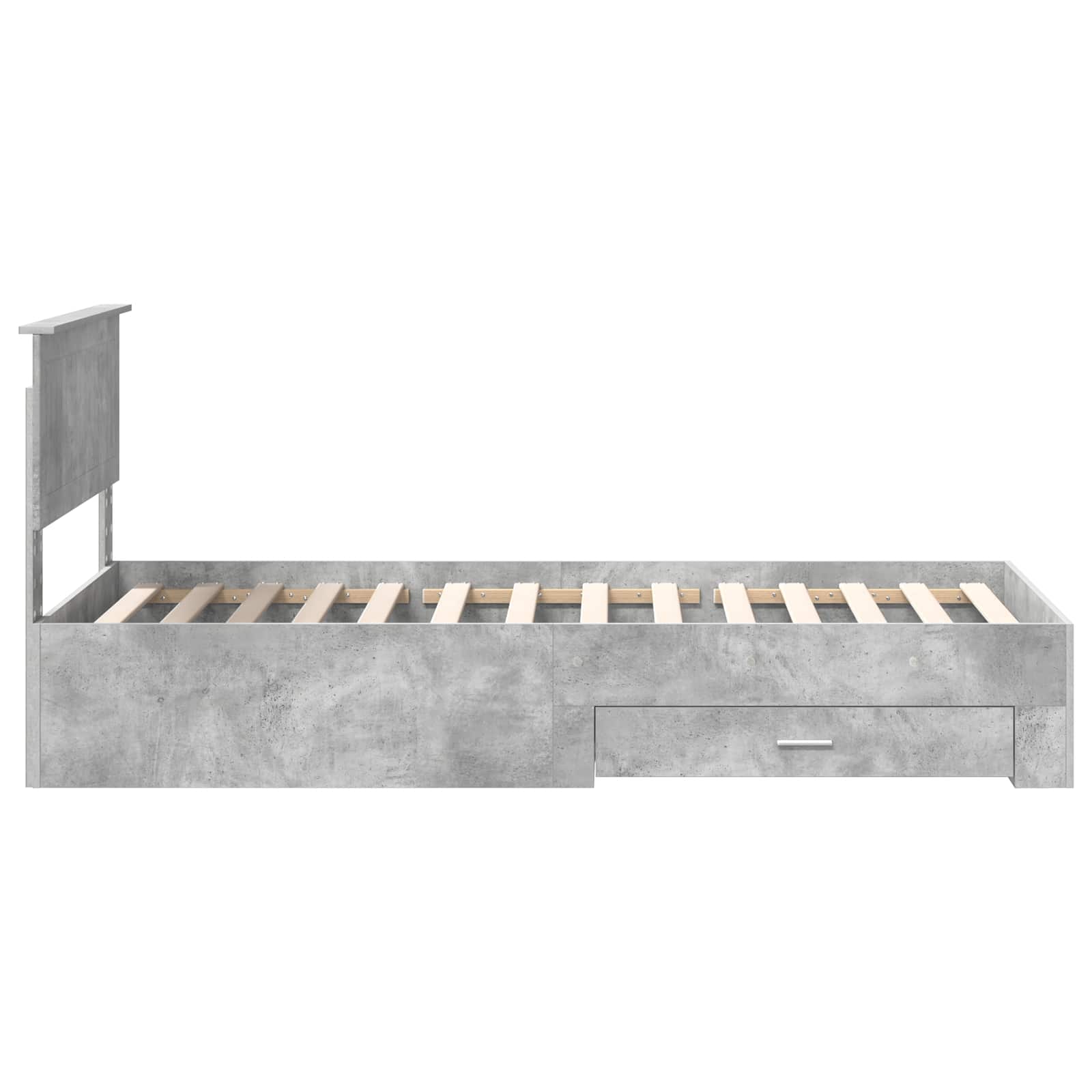 Bedframe met hoofdeinde Beton Grijs 90 x 190 cm Bewerkt hout is nu te koop bij PeponiXL, paradijselijk wonen!