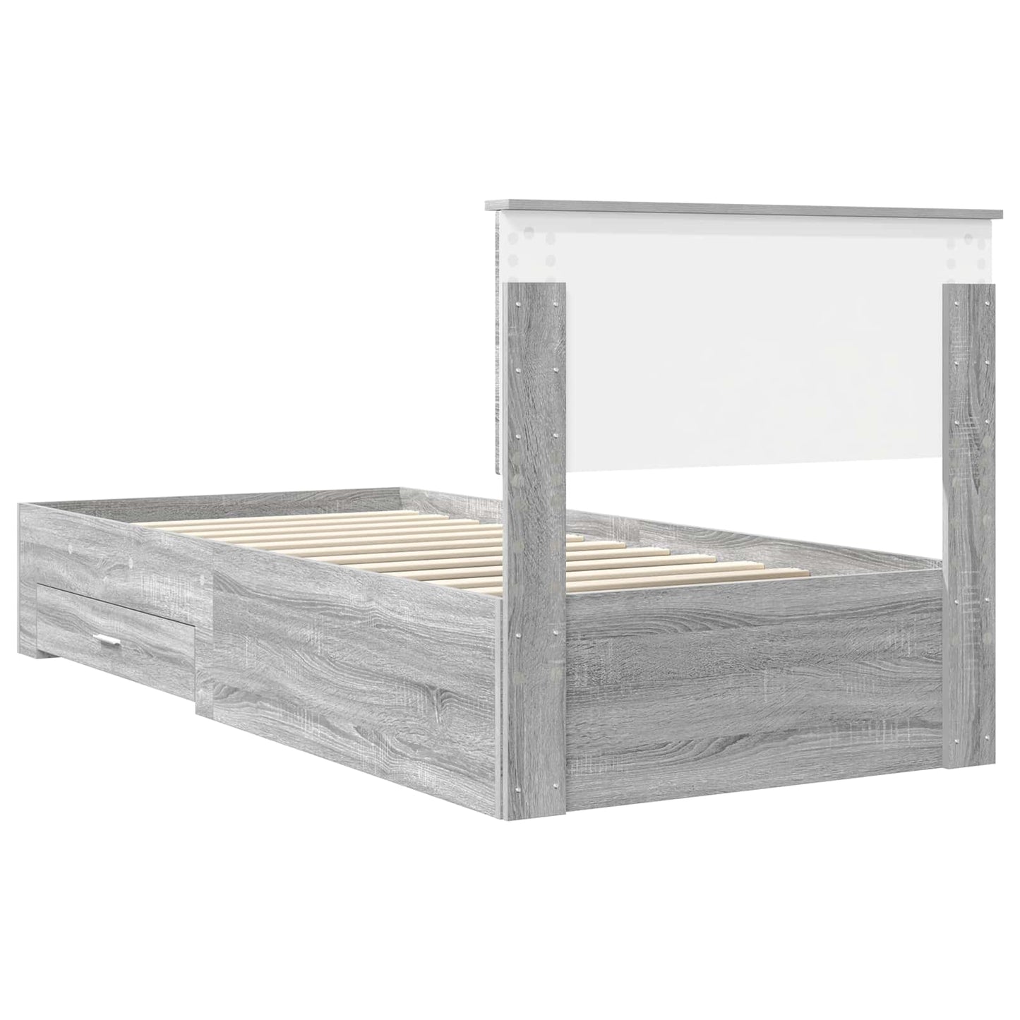 Bedframe met hoofdeinde Grijs Sonoma 90 x 190 cm Bewerkt hout is nu te koop bij PeponiXL, paradijselijk wonen!