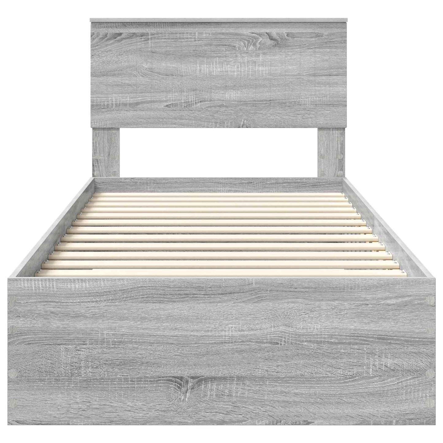 Bedframe met hoofdeinde Grijs Sonoma 90 x 190 cm Bewerkt hout is nu te koop bij PeponiXL, paradijselijk wonen!