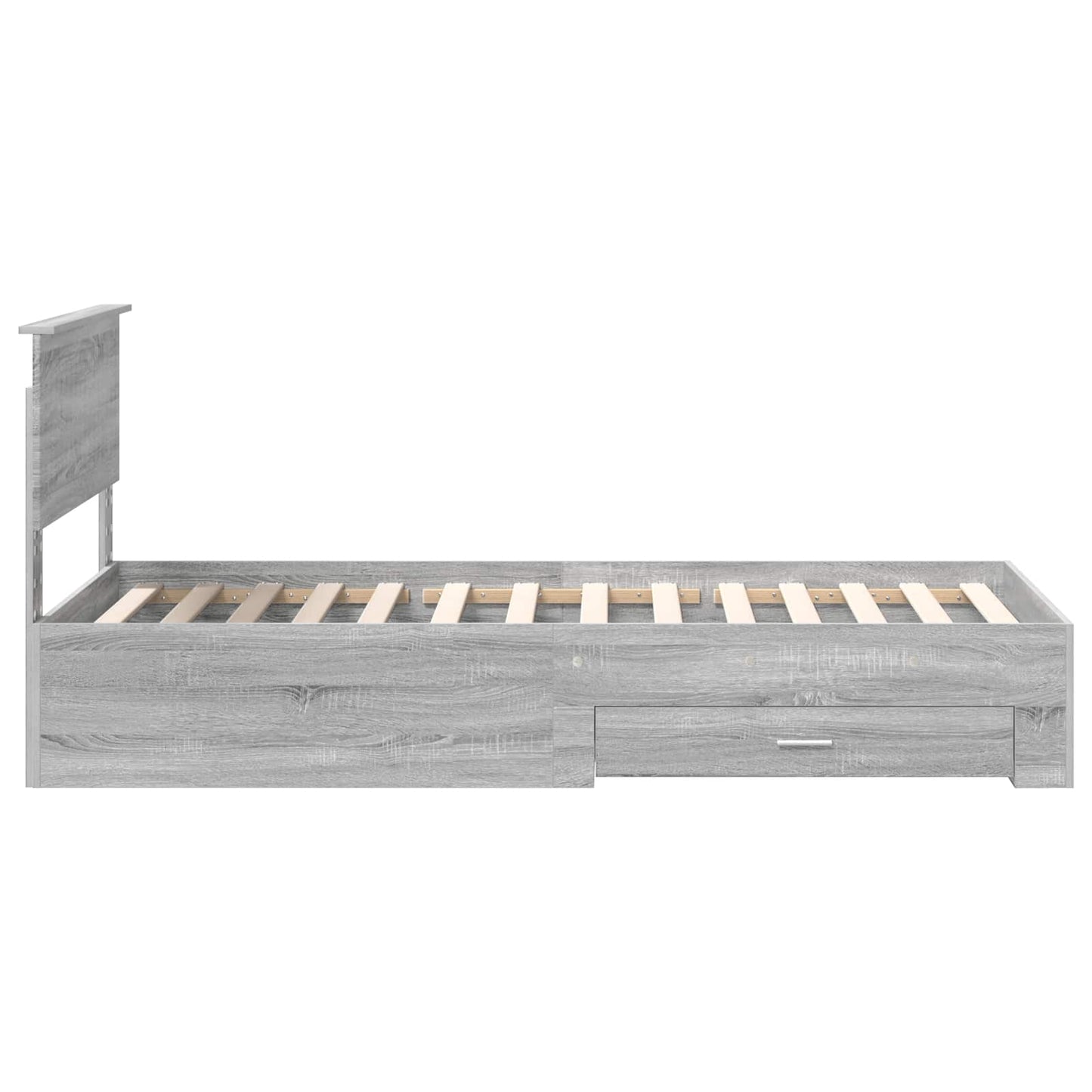 Bedframe met hoofdeinde Grijs Sonoma 90 x 190 cm Bewerkt hout is nu te koop bij PeponiXL, paradijselijk wonen!