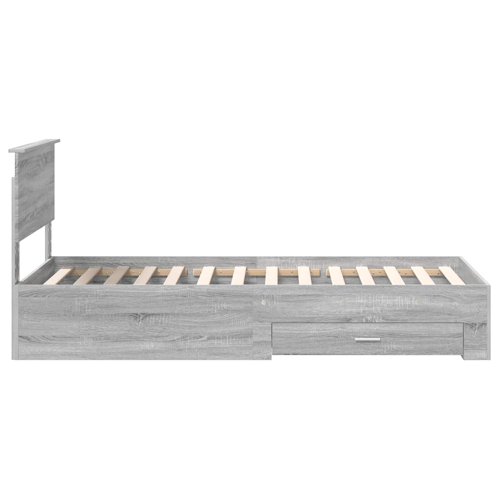 Bedframe met hoofdeinde Grijs Sonoma 90 x 190 cm Bewerkt hout is nu te koop bij PeponiXL, paradijselijk wonen!