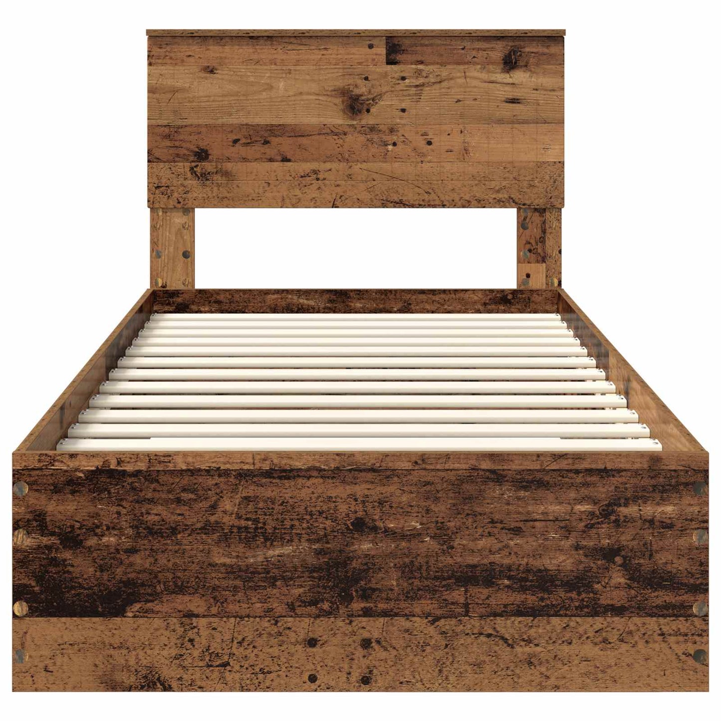 Bedframe met hoofdeinde Oudhout 90 x 190 cm Bewerkt hout is nu te koop bij PeponiXL, paradijselijk wonen!