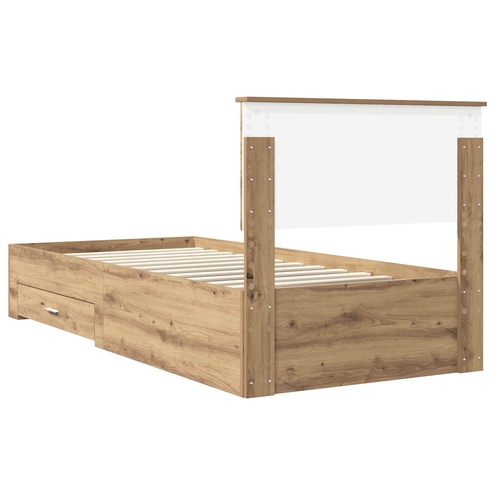 Bedframe met hoofdeinde Artisan Eiken 90 x 190 cm Bewerkt hout is nu te koop bij PeponiXL, paradijselijk wonen!