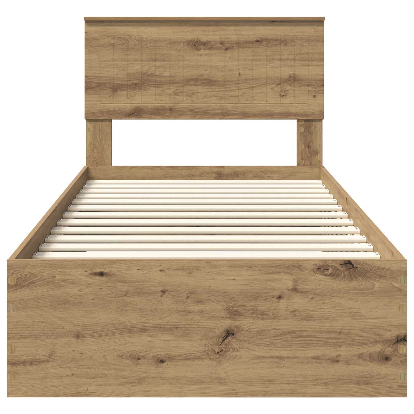 Bedframe met hoofdeinde Artisan Eiken 90 x 190 cm Bewerkt hout is nu te koop bij PeponiXL, paradijselijk wonen!