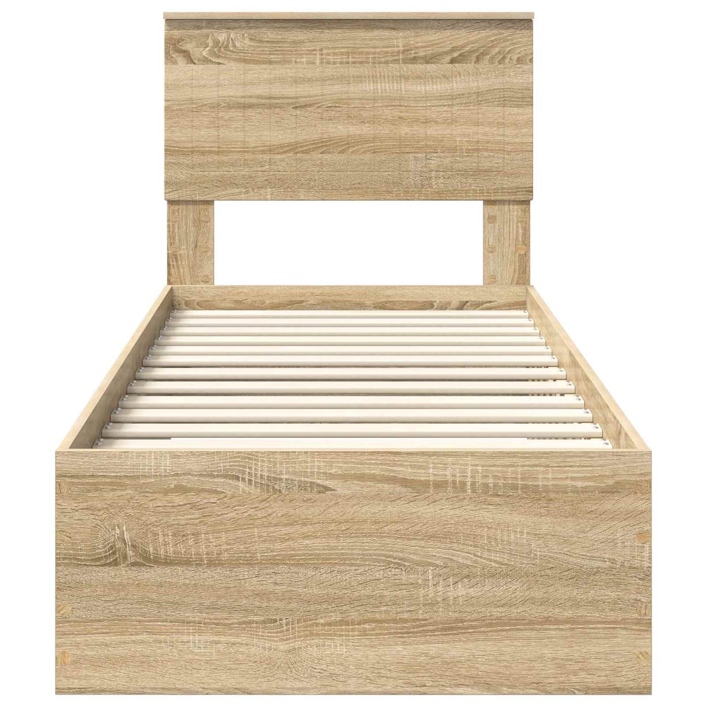 Bedframe Sonoma Eiken en Zilver 75 x 190 cm Bewerkt hout is nu te koop bij PeponiXL, paradijselijk wonen!