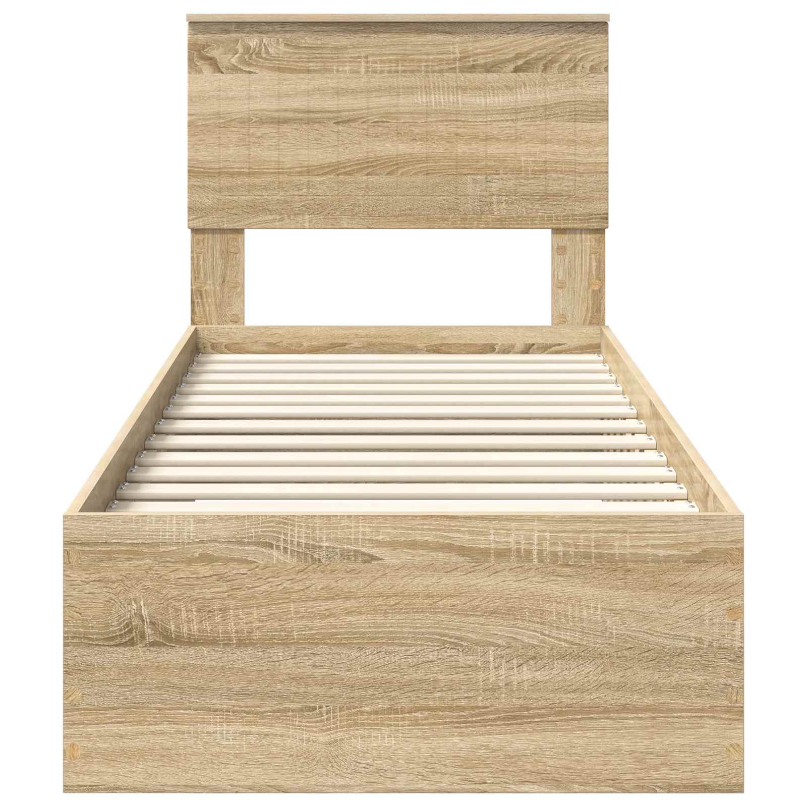 Bedframe Sonoma Eiken en Zilver 75 x 190 cm Bewerkt hout is nu te koop bij PeponiXL, paradijselijk wonen!