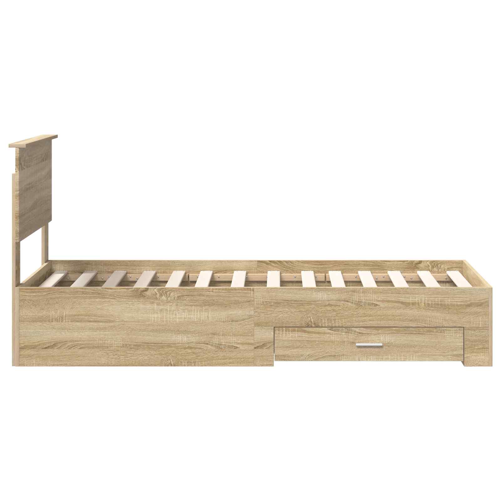 Bedframe Sonoma Eiken en Zilver 75 x 190 cm Bewerkt hout is nu te koop bij PeponiXL, paradijselijk wonen!