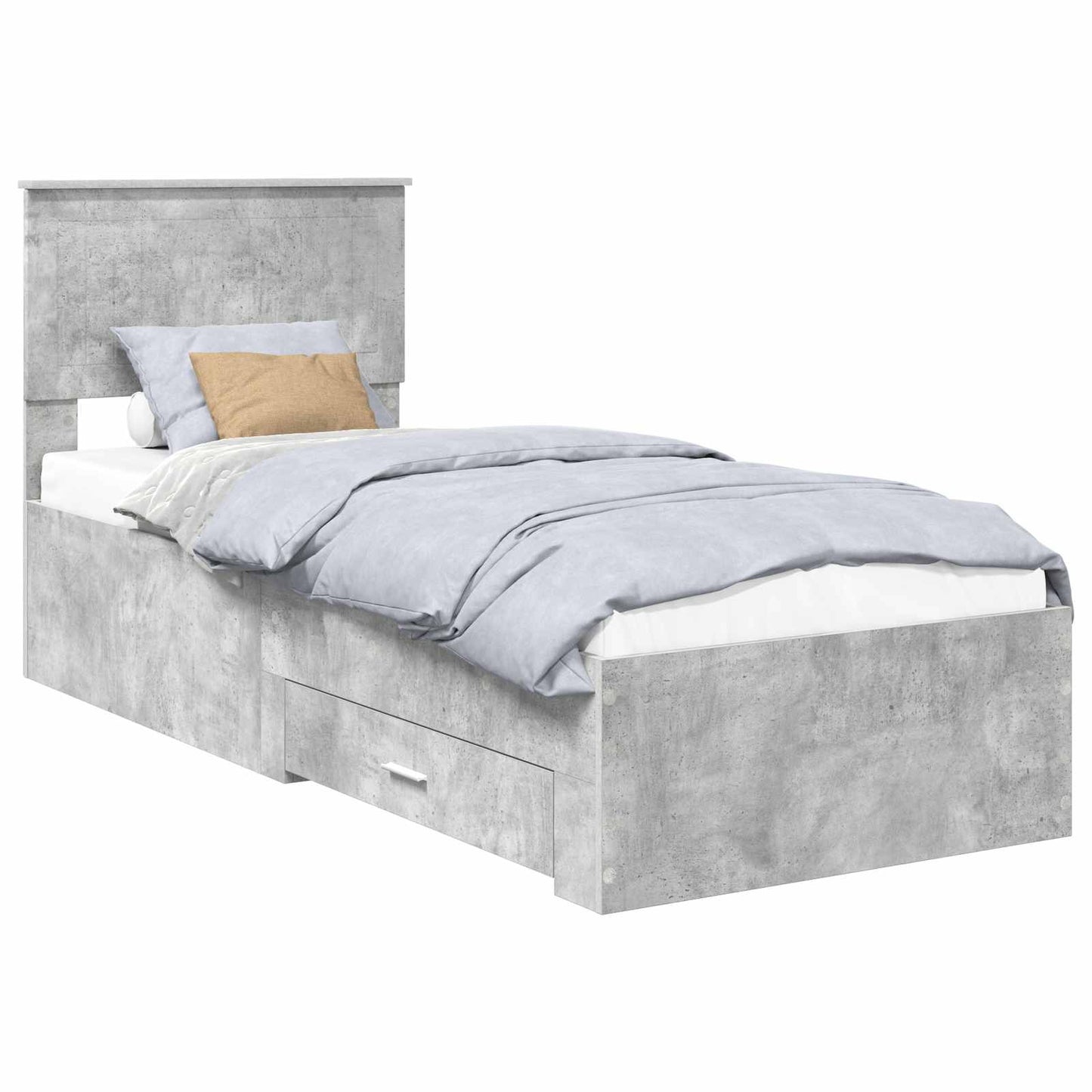 Bedframe Beton Grijs en Zilver 70 x 190 cm Bewerkt hout is nu te koop bij PeponiXL, paradijselijk wonen!