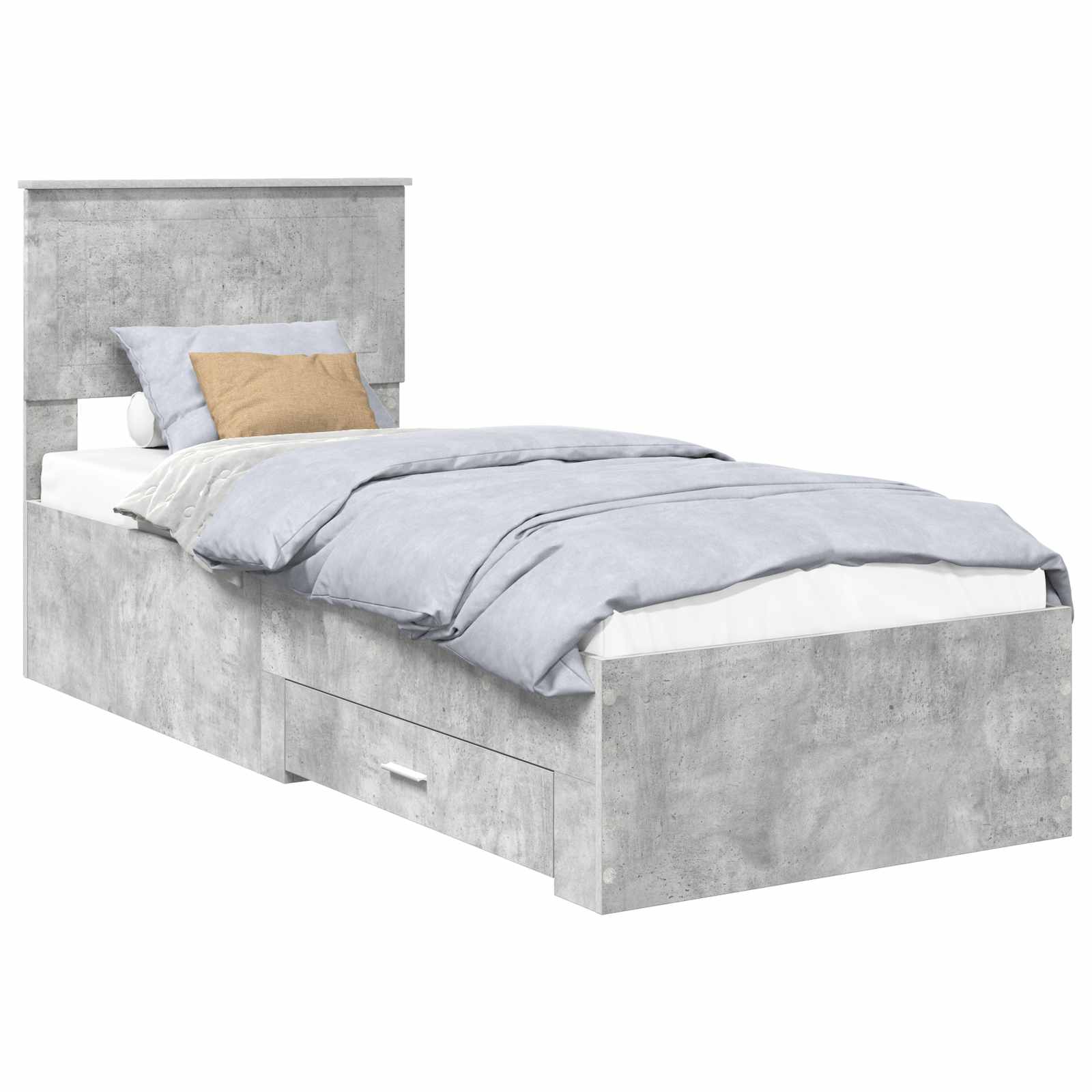 Bedframe Beton Grijs en Zilver 70 x 190 cm Bewerkt hout is nu te koop bij PeponiXL, paradijselijk wonen!