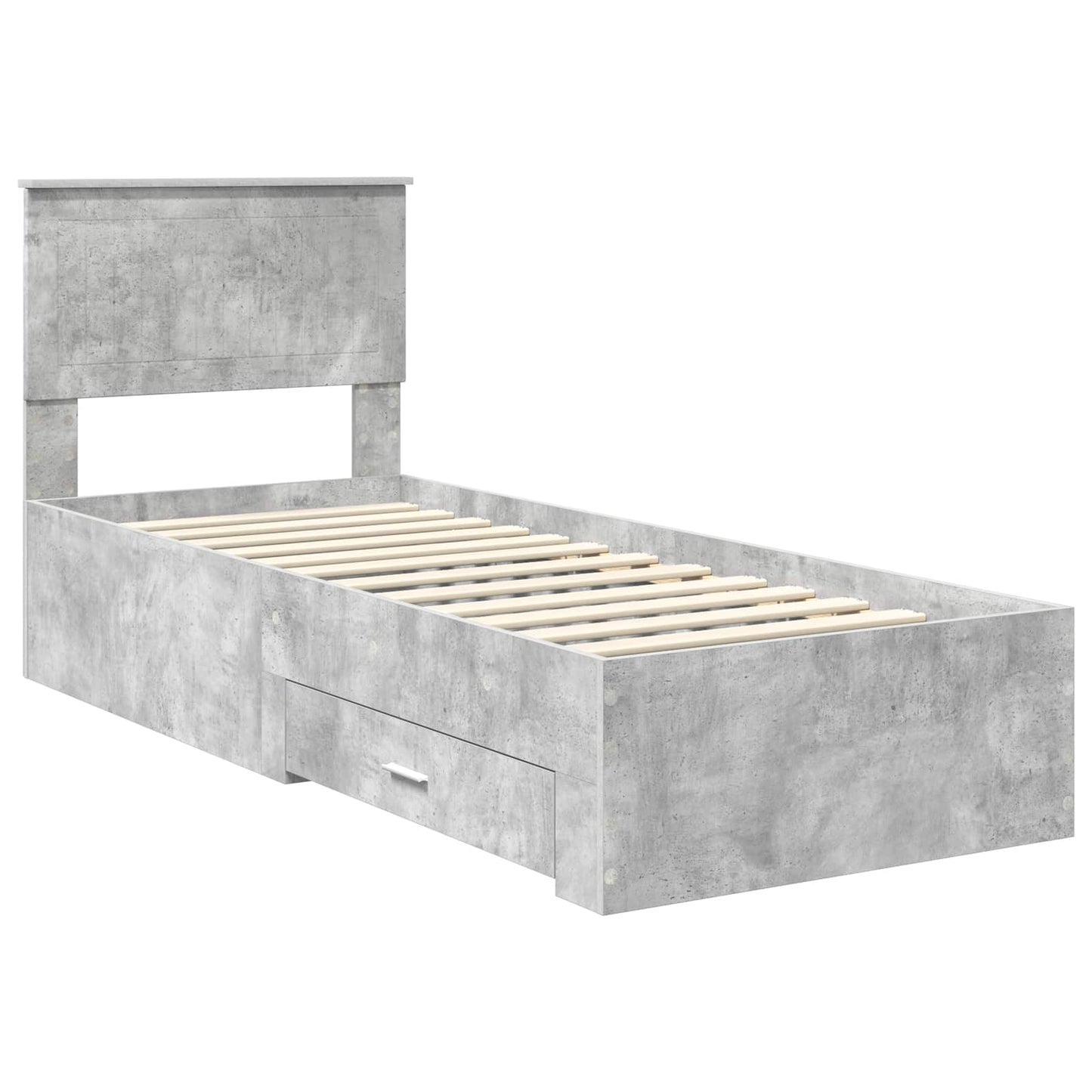 Bedframe Beton Grijs en Zilver 70 x 190 cm Bewerkt hout is nu te koop bij PeponiXL, paradijselijk wonen!