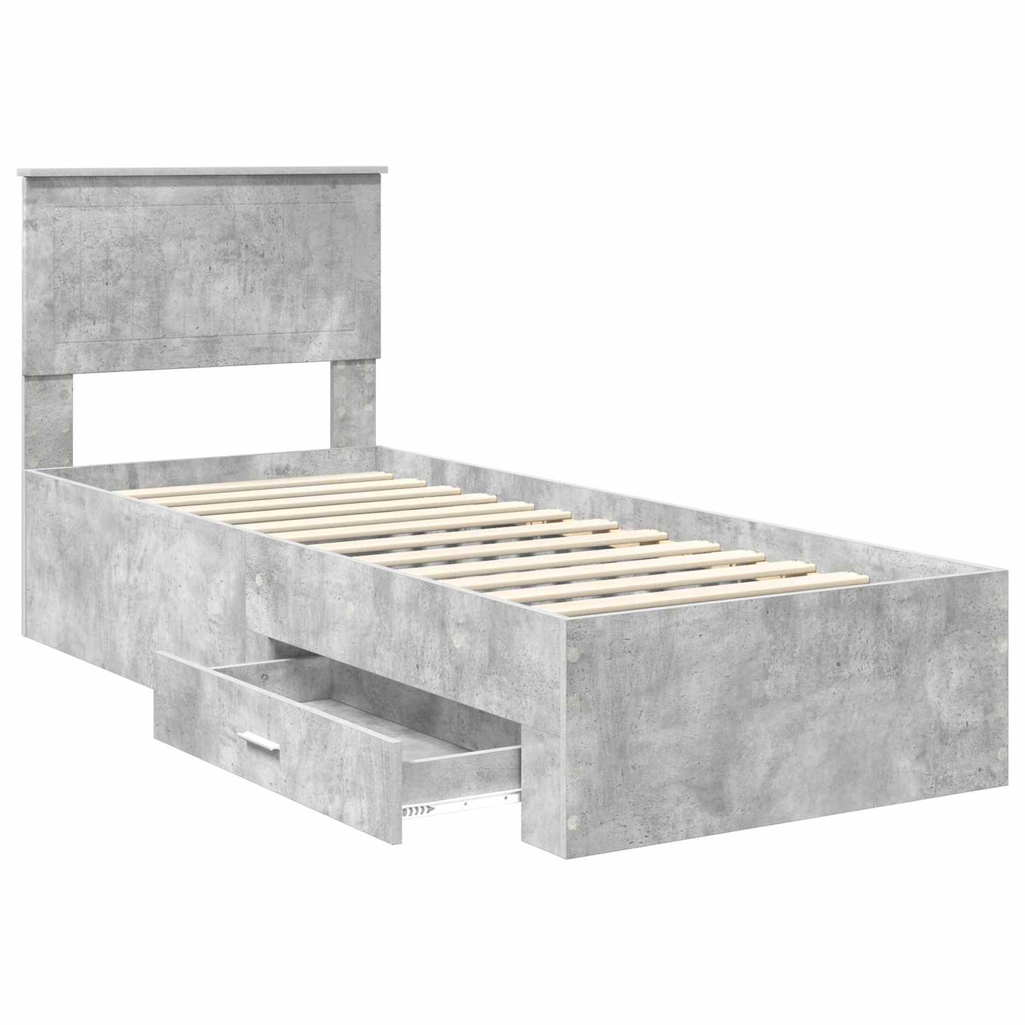 Bedframe Beton Grijs en Zilver 70 x 190 cm Bewerkt hout is nu te koop bij PeponiXL, paradijselijk wonen!