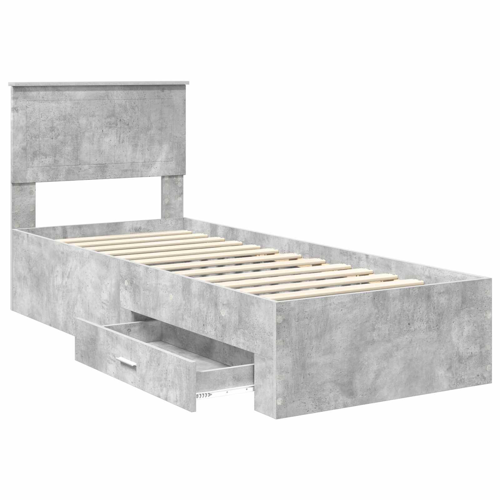 Bedframe Beton Grijs en Zilver 70 x 190 cm Bewerkt hout is nu te koop bij PeponiXL, paradijselijk wonen!