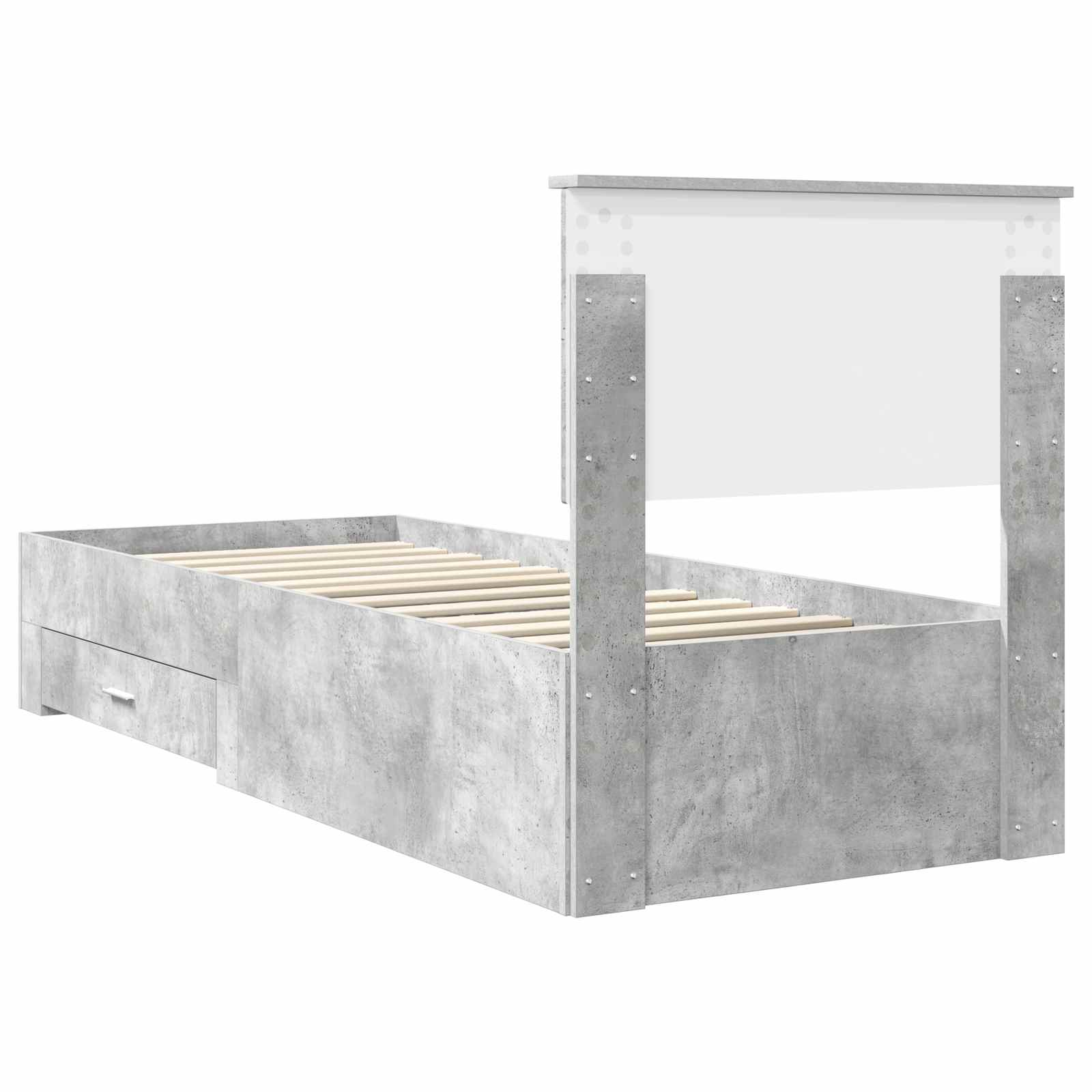 Bedframe Beton Grijs en Zilver 70 x 190 cm Bewerkt hout is nu te koop bij PeponiXL, paradijselijk wonen!