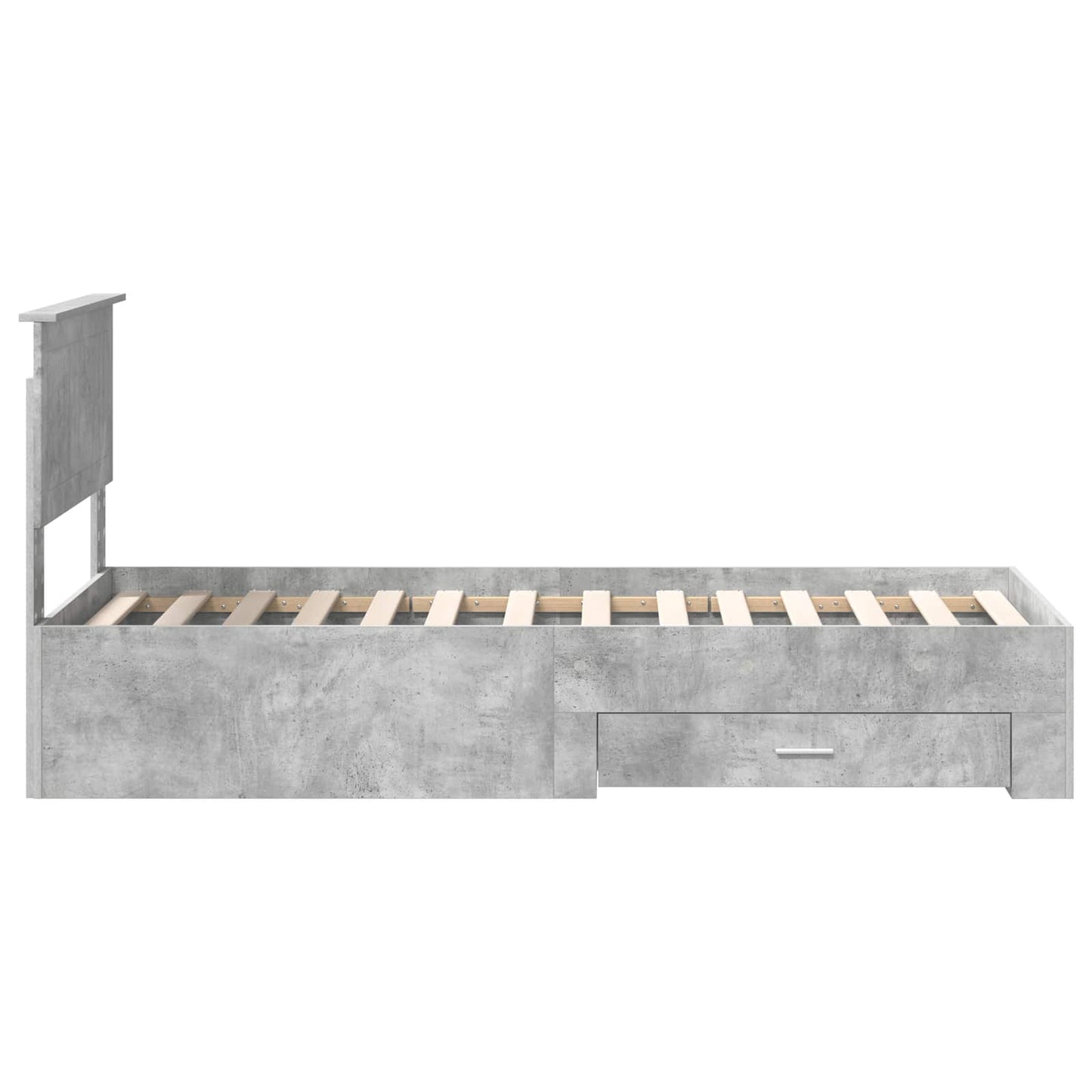 Bedframe Beton Grijs en Zilver 70 x 190 cm Bewerkt hout is nu te koop bij PeponiXL, paradijselijk wonen!