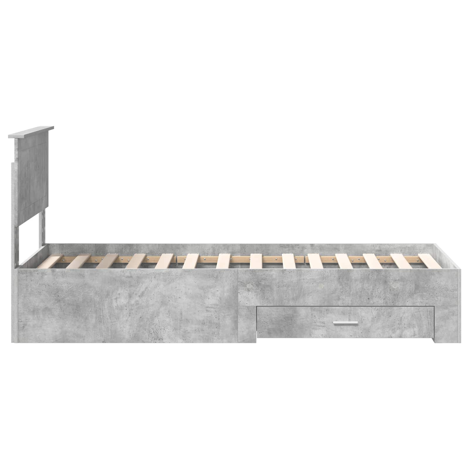 Bedframe Beton Grijs en Zilver 70 x 190 cm Bewerkt hout is nu te koop bij PeponiXL, paradijselijk wonen!