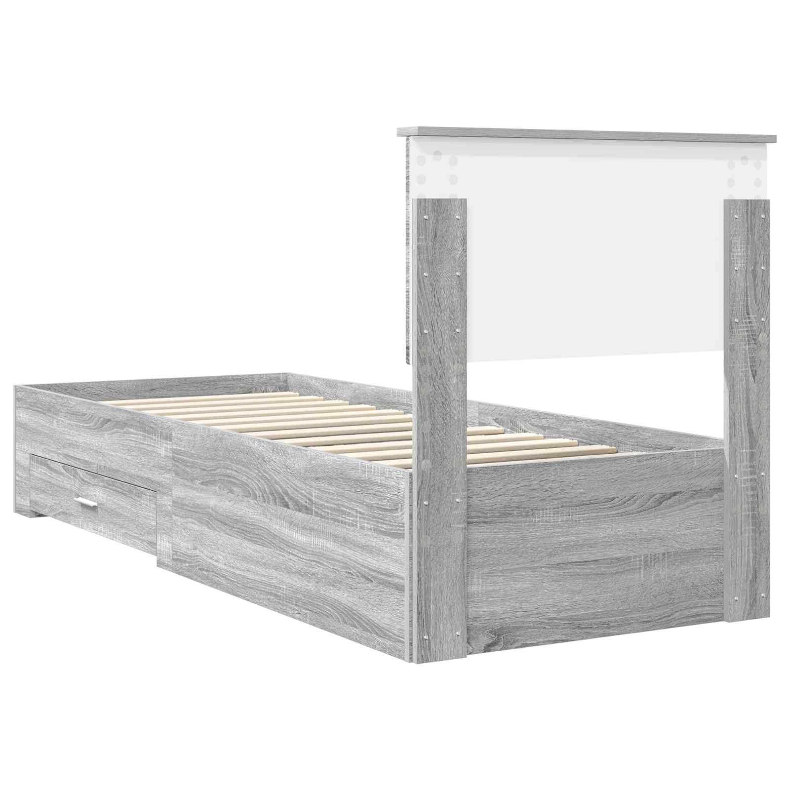 Bedframe Grijs Sonoma en Zilver 75 x 190 cm Bewerkt hout is nu te koop bij PeponiXL, paradijselijk wonen!