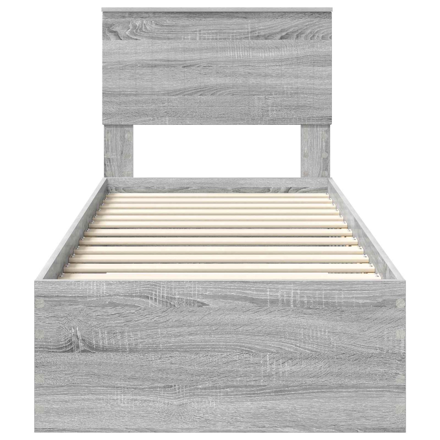 Bedframe Grijs Sonoma en Zilver 75 x 190 cm Bewerkt hout is nu te koop bij PeponiXL, paradijselijk wonen!