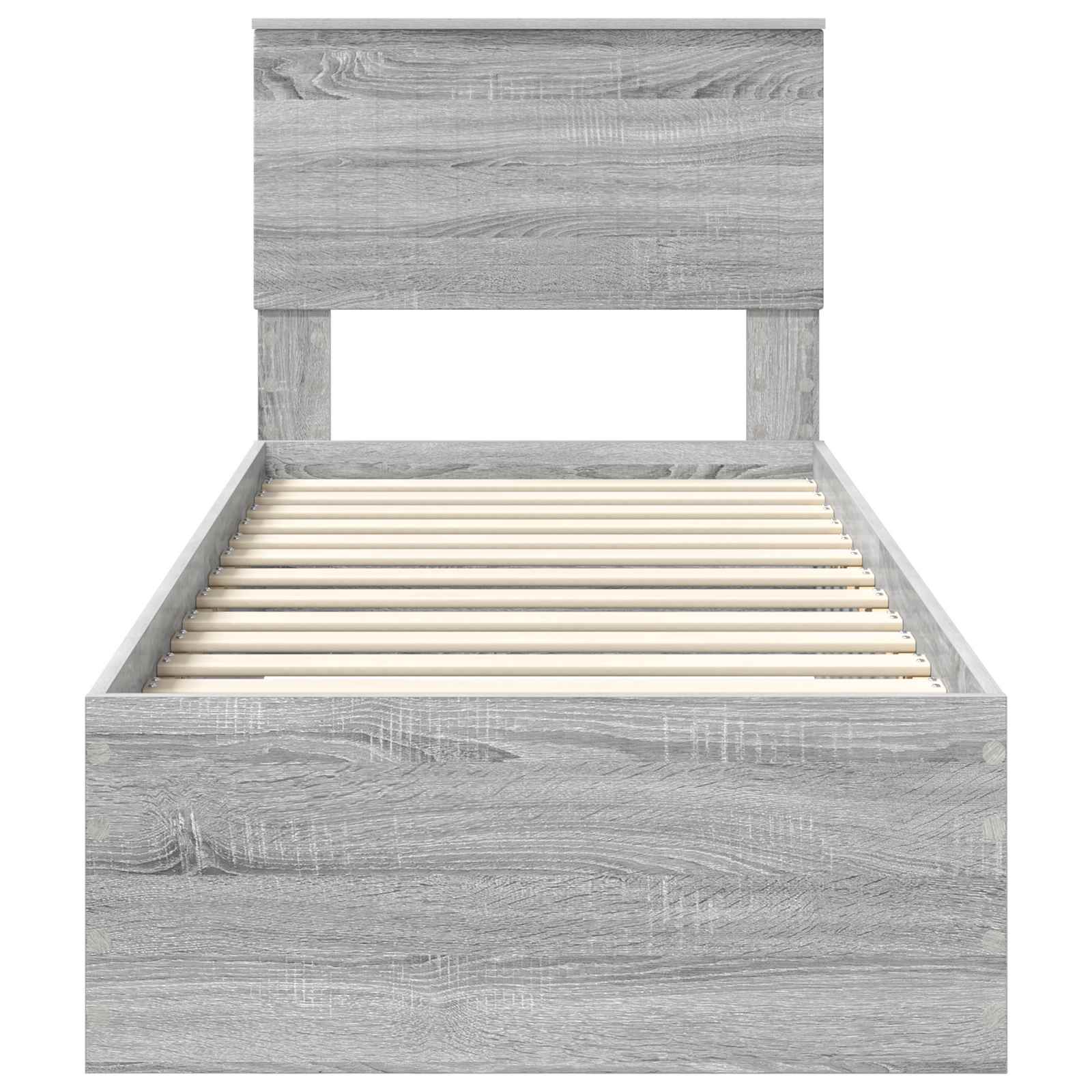 Bedframe Grijs Sonoma en Zilver 75 x 190 cm Bewerkt hout is nu te koop bij PeponiXL, paradijselijk wonen!
