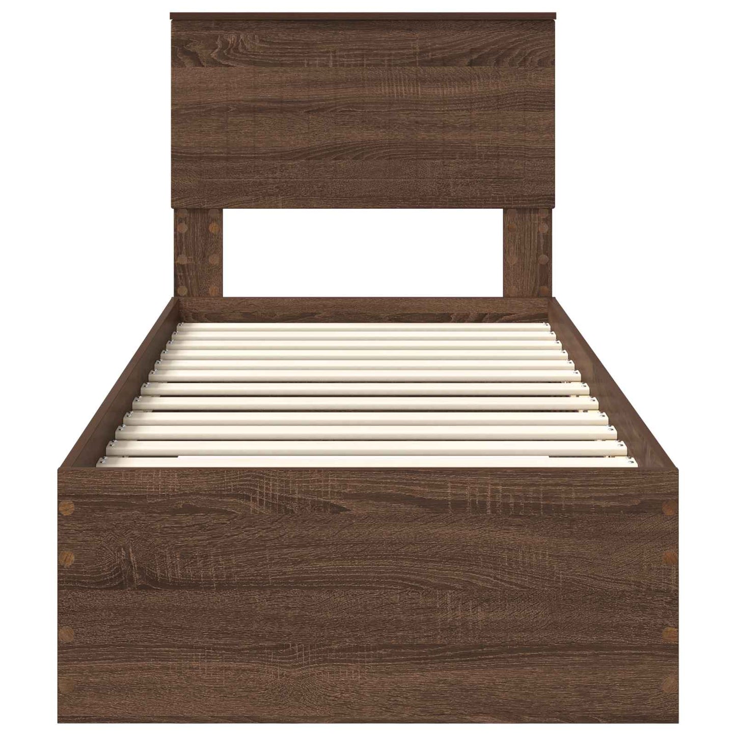Bedframe Bruin Eiken en Zilver 75 x 190 cm Bewerkt hout is nu te koop bij PeponiXL, paradijselijk wonen!