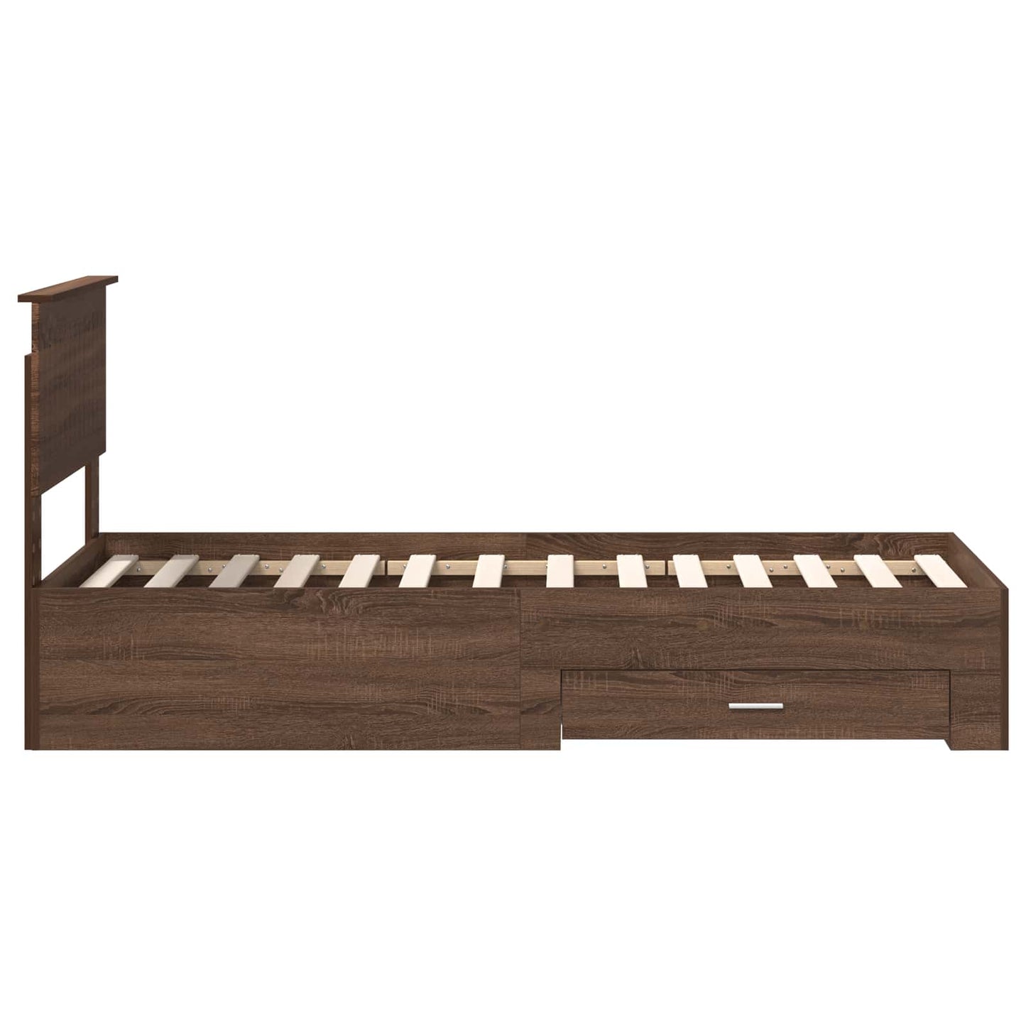 Bedframe Bruin Eiken en Zilver 75 x 190 cm Bewerkt hout is nu te koop bij PeponiXL, paradijselijk wonen!
