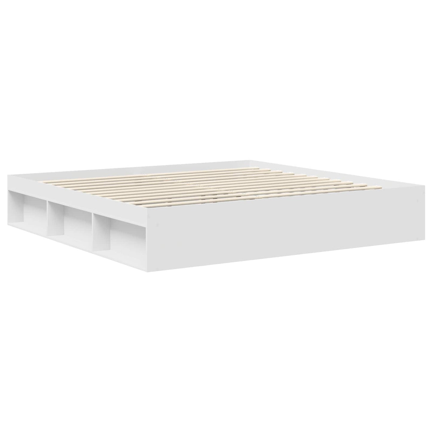 Bedframe met hoofdeinde Wit 200 x 200 cm Massief grenenhout is nu te koop bij PeponiXL, paradijselijk wonen!