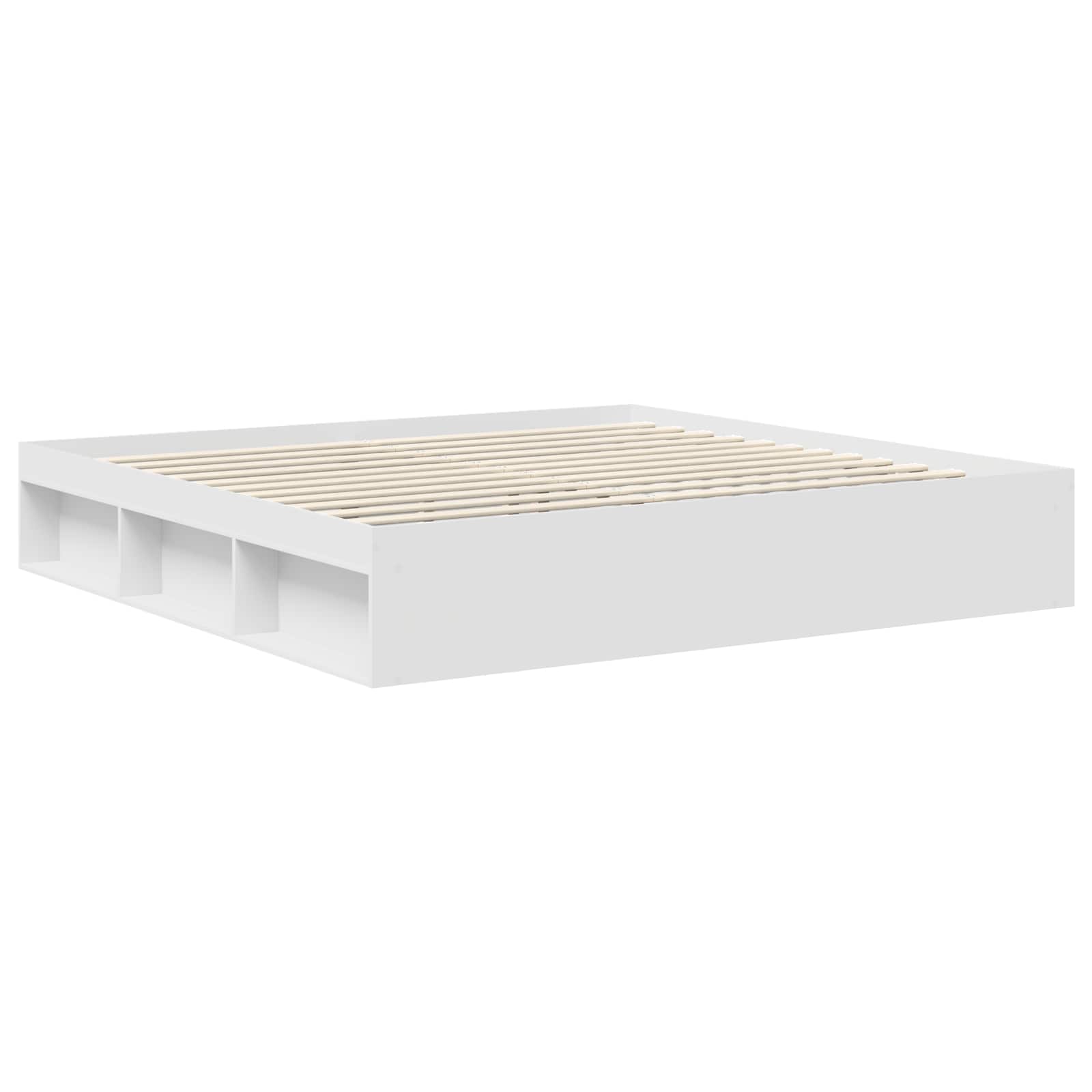 Bedframe met hoofdeinde Wit 200 x 200 cm Massief grenenhout is nu te koop bij PeponiXL, paradijselijk wonen!