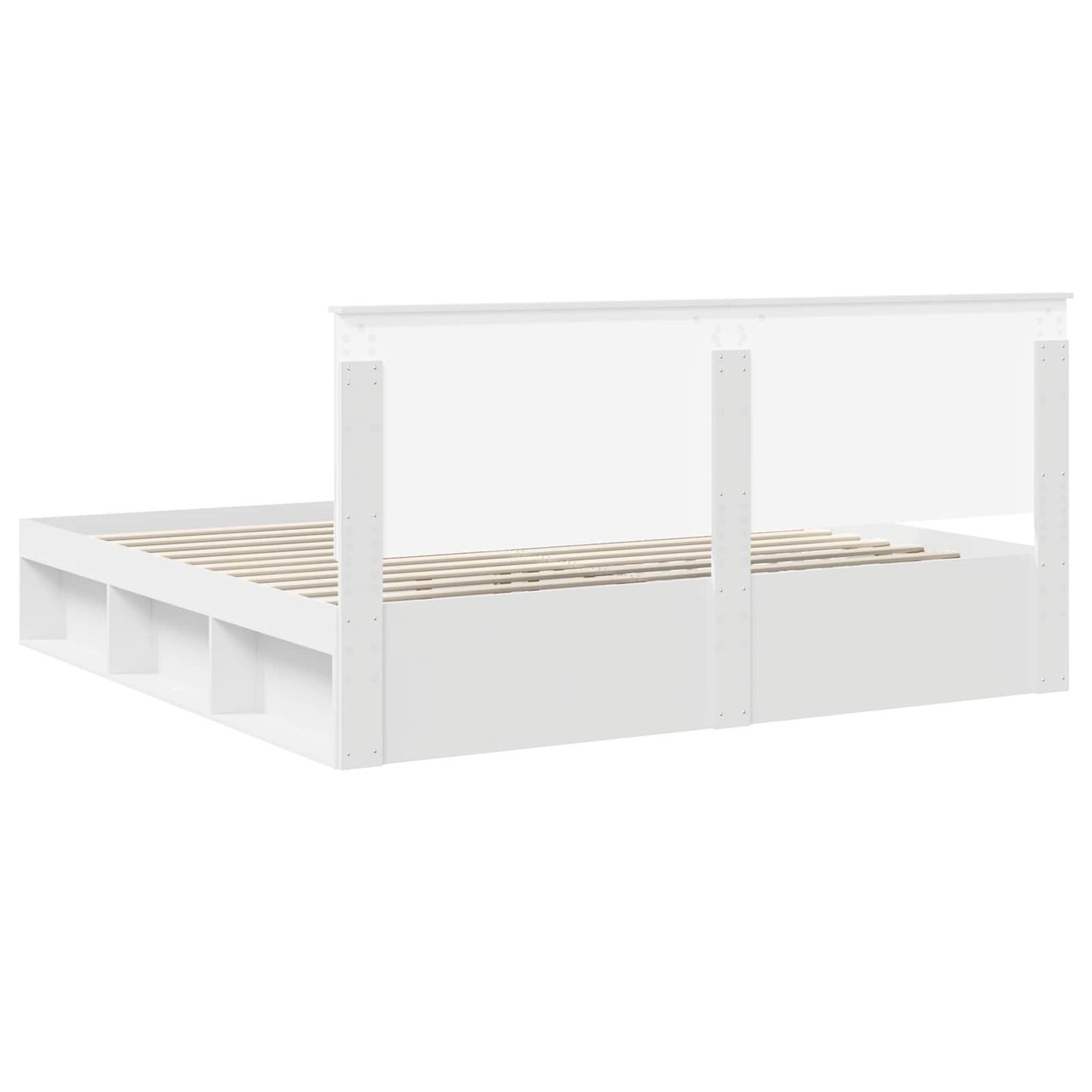Bedframe met hoofdeinde Wit 200 x 200 cm Massief grenenhout is nu te koop bij PeponiXL, paradijselijk wonen!
