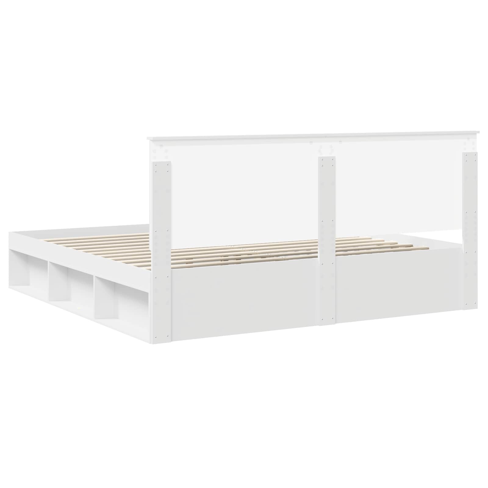 Bedframe met hoofdeinde Wit 200 x 200 cm Massief grenenhout is nu te koop bij PeponiXL, paradijselijk wonen!