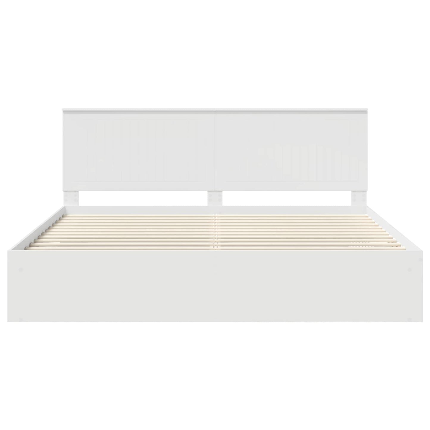 Bedframe met hoofdeinde Wit 200 x 200 cm Massief grenenhout is nu te koop bij PeponiXL, paradijselijk wonen!