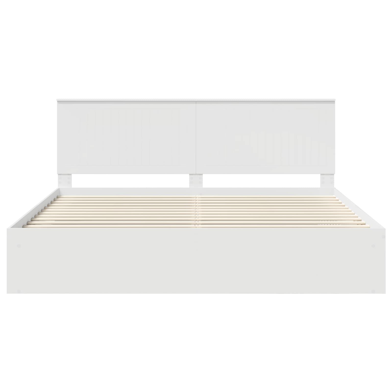 Bedframe met hoofdeinde Wit 200 x 200 cm Massief grenenhout is nu te koop bij PeponiXL, paradijselijk wonen!