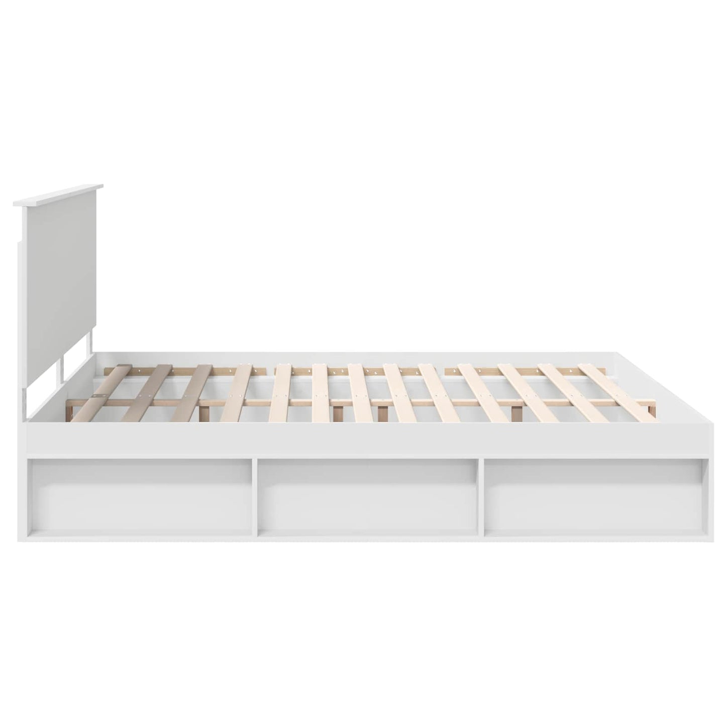 Bedframe met hoofdeinde Wit 200 x 200 cm Massief grenenhout is nu te koop bij PeponiXL, paradijselijk wonen!