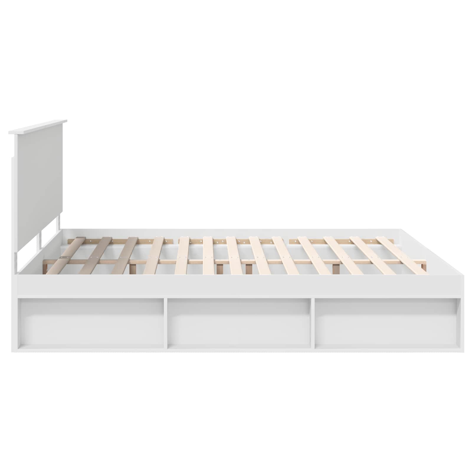 Bedframe met hoofdeinde Wit 200 x 200 cm Massief grenenhout is nu te koop bij PeponiXL, paradijselijk wonen!