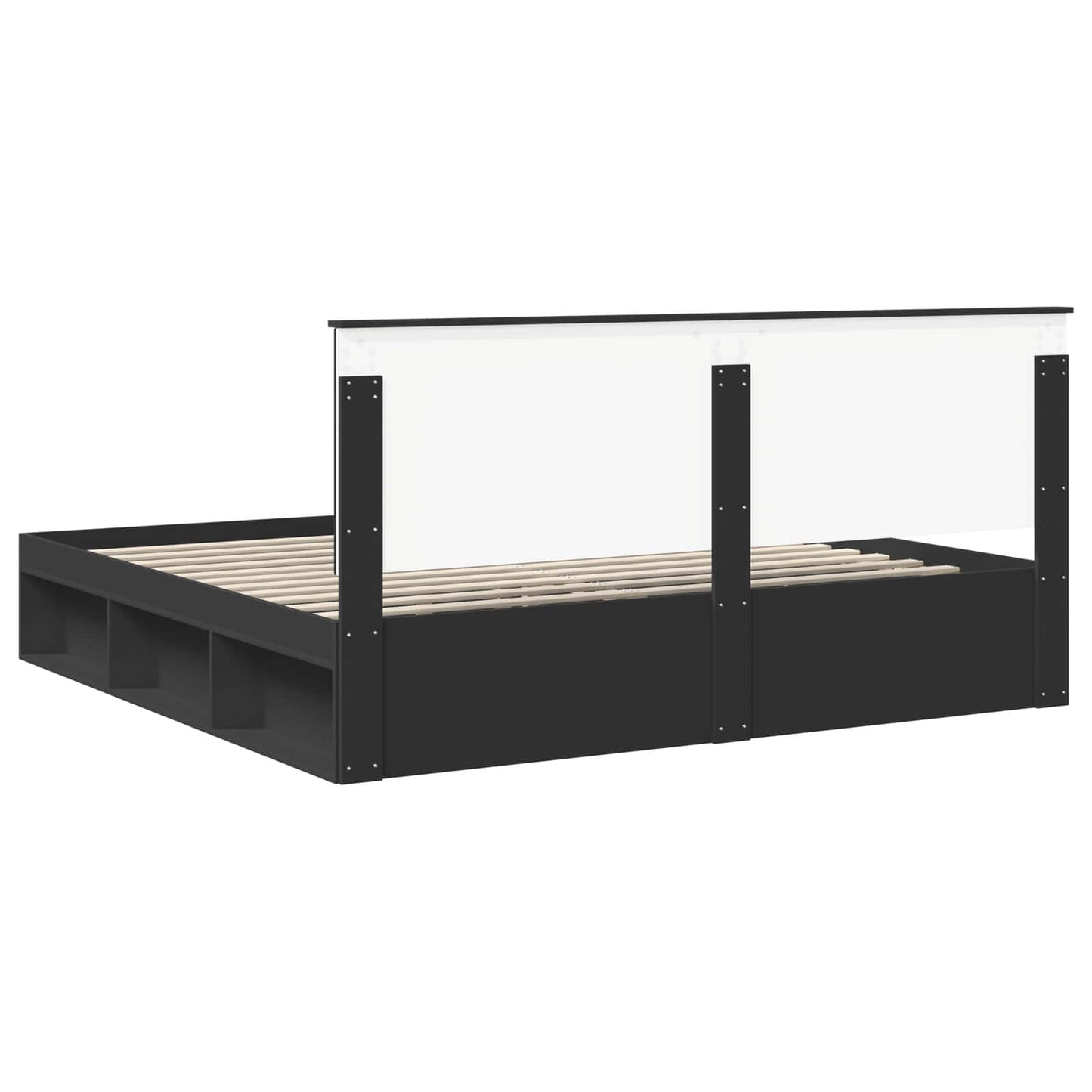 Bedframe met hoofdeinde Zwart 200 x 200 cm Massief grenenhout is nu te koop bij PeponiXL, paradijselijk wonen!