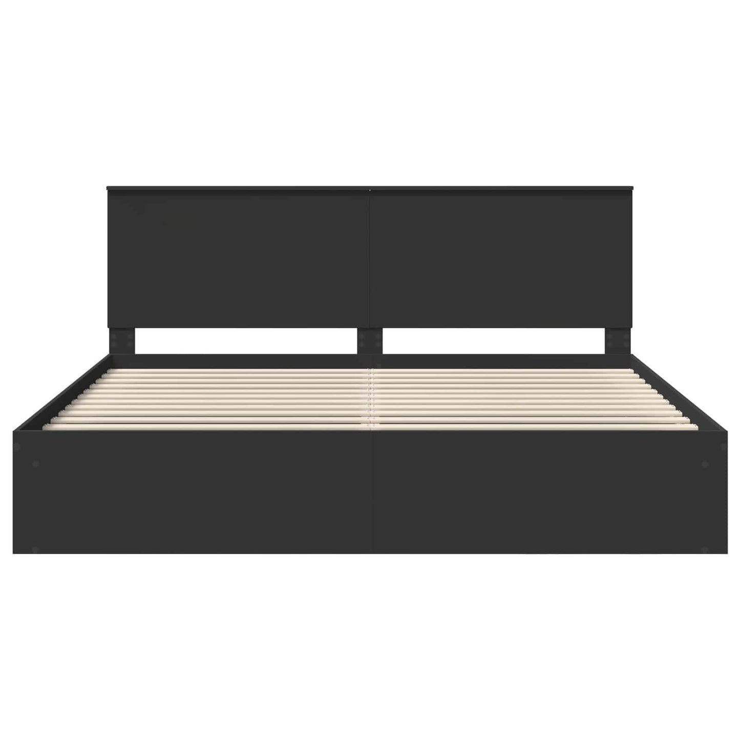 Bedframe met hoofdeinde Zwart 200 x 200 cm Massief grenenhout is nu te koop bij PeponiXL, paradijselijk wonen!