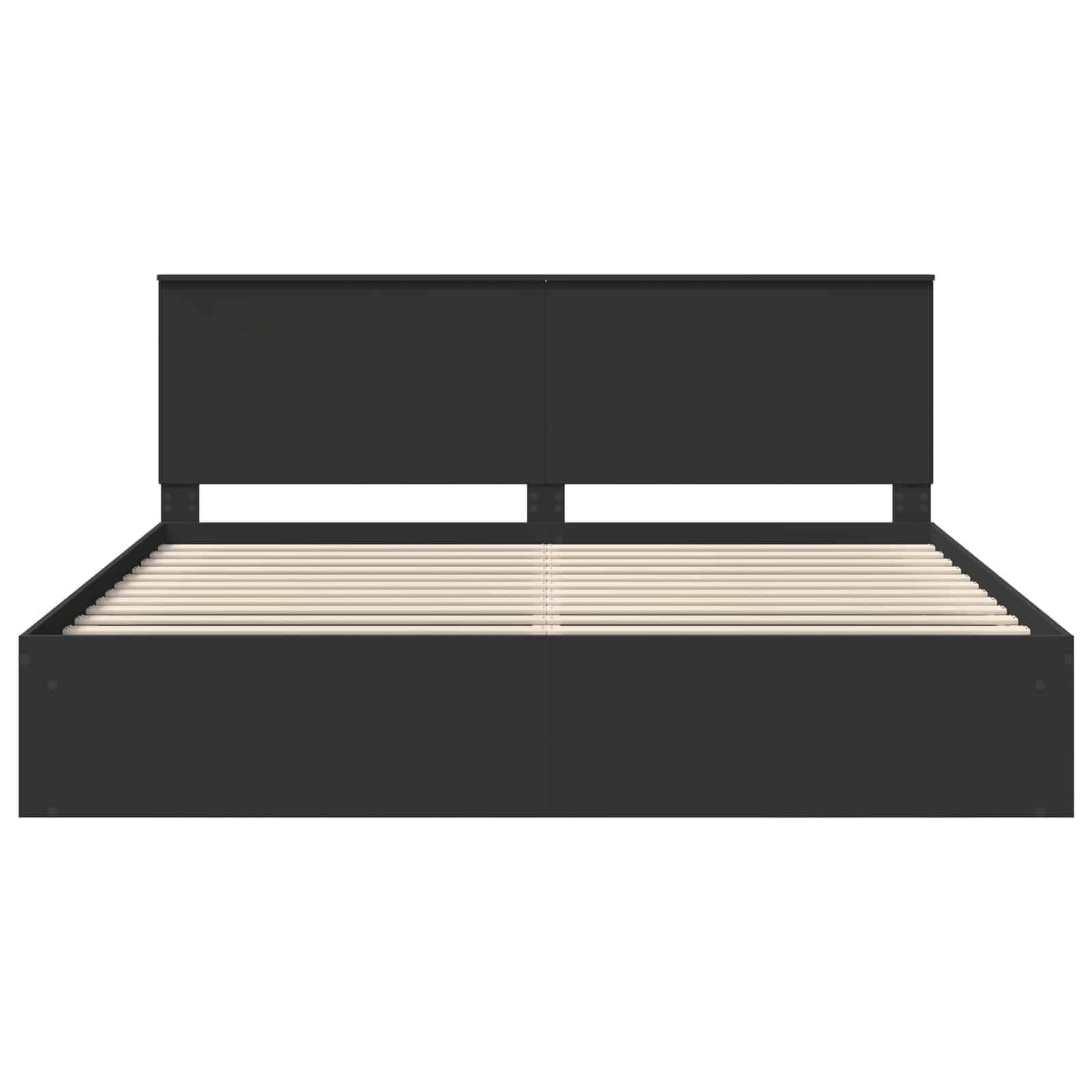 Bedframe met hoofdeinde Zwart 200 x 200 cm Massief grenenhout is nu te koop bij PeponiXL, paradijselijk wonen!