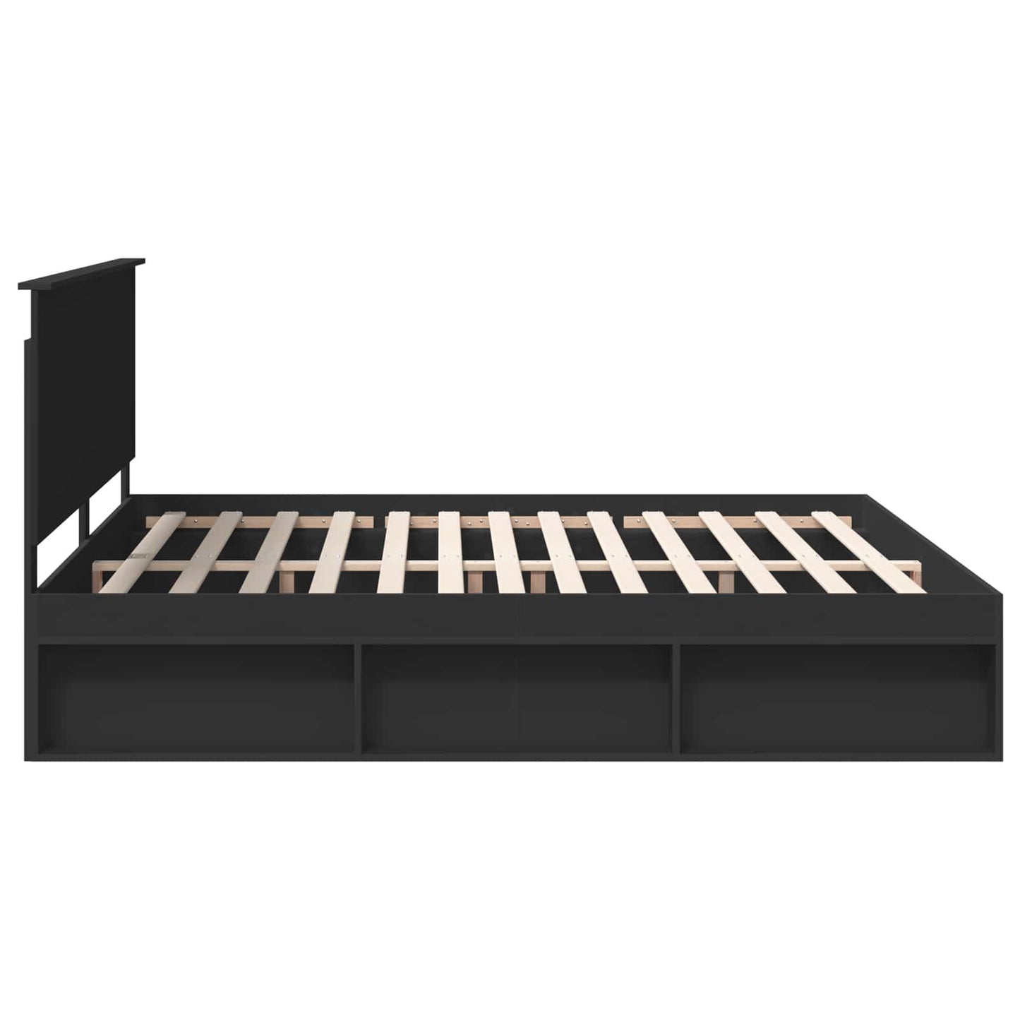 Bedframe met hoofdeinde Zwart 200 x 200 cm Massief grenenhout is nu te koop bij PeponiXL, paradijselijk wonen!