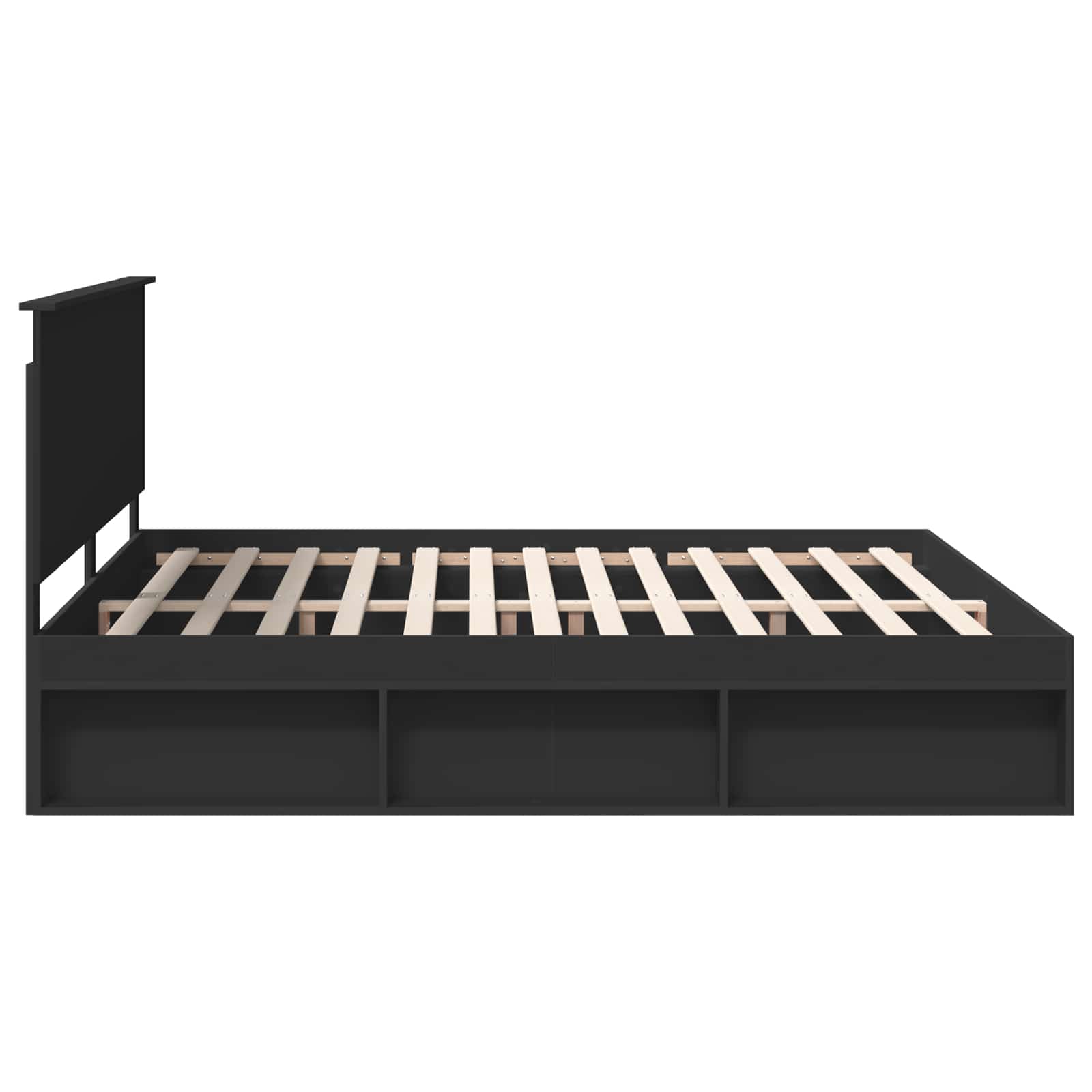 Bedframe met hoofdeinde Zwart 200 x 200 cm Massief grenenhout is nu te koop bij PeponiXL, paradijselijk wonen!
