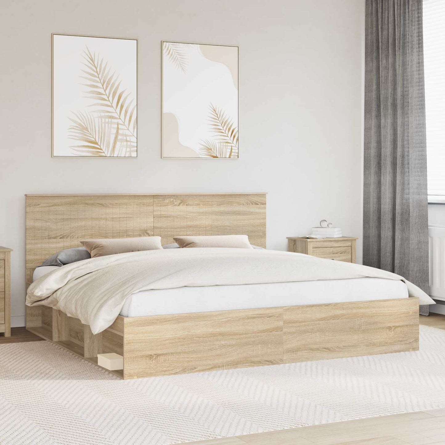 Bedframe met hoofdeinde Sonoma 200 x 200 cm Massief grenenhout is nu te koop bij PeponiXL, paradijselijk wonen!