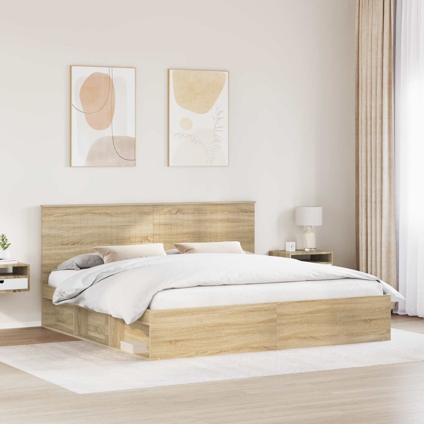 Bedframe met hoofdeinde Sonoma 200 x 200 cm Massief grenenhout is nu te koop bij PeponiXL, paradijselijk wonen!