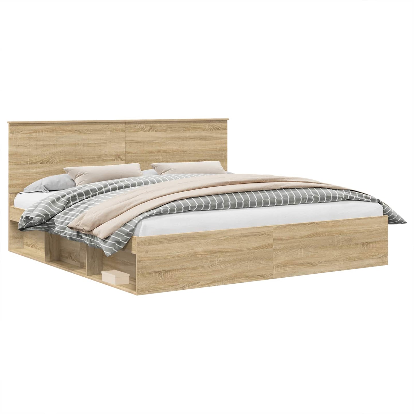 Bedframe met hoofdeinde Sonoma 200 x 200 cm Massief grenenhout is nu te koop bij PeponiXL, paradijselijk wonen!