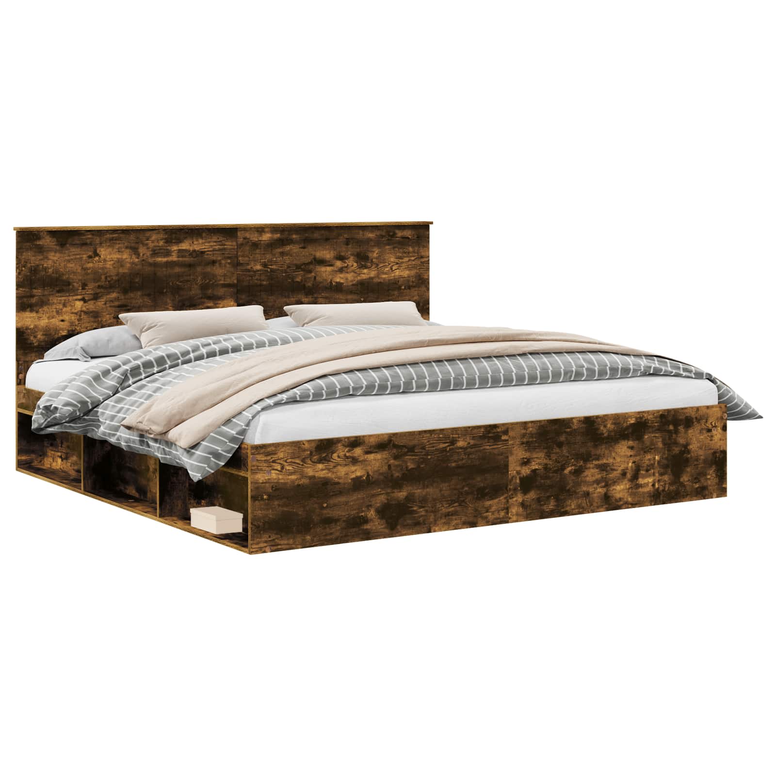 Bedframe Gerookt eiken 200 x 200 cm Massief grenenhout is nu te koop bij PeponiXL, paradijselijk wonen!