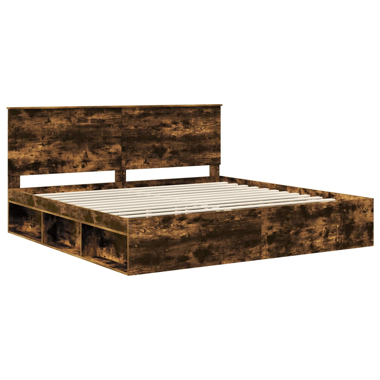 Bedframe Gerookt eiken 200 x 200 cm Massief grenenhout is nu te koop bij PeponiXL, paradijselijk wonen!