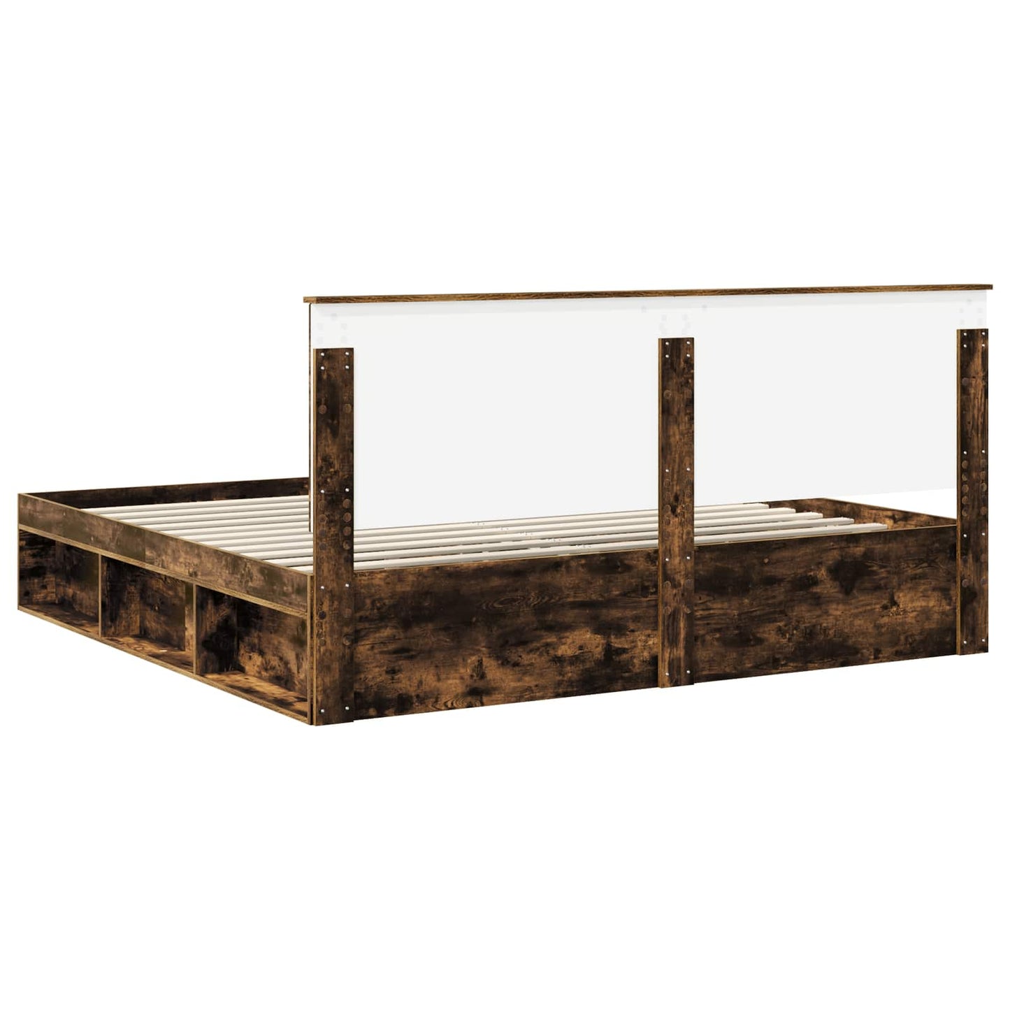 Bedframe Gerookt eiken 200 x 200 cm Massief grenenhout is nu te koop bij PeponiXL, paradijselijk wonen!