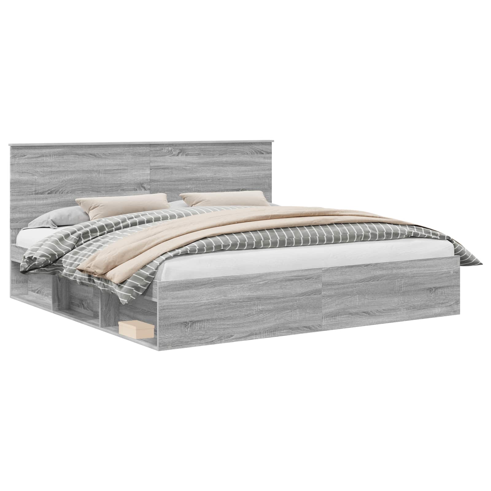 Bedframe Grijs Sonoma 200 x 200 cm Massief grenenhout is nu te koop bij PeponiXL, paradijselijk wonen!